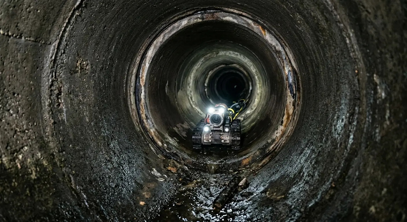Robotic sewer camera inspecting pipe interior for Sewer Line Repair in Almont